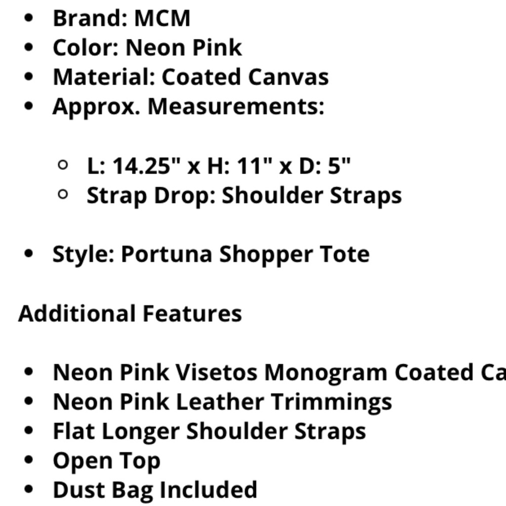 πππNWT MCM πNeonπ Pink Visetos Coated Canvas Portuna Shopper Tote - Picture 3 of 15